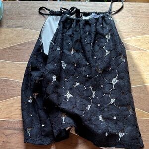 Black Floral Lace Overlay Strap Top